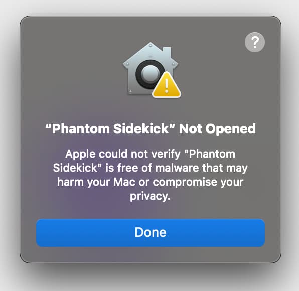 macOS security warning dialog